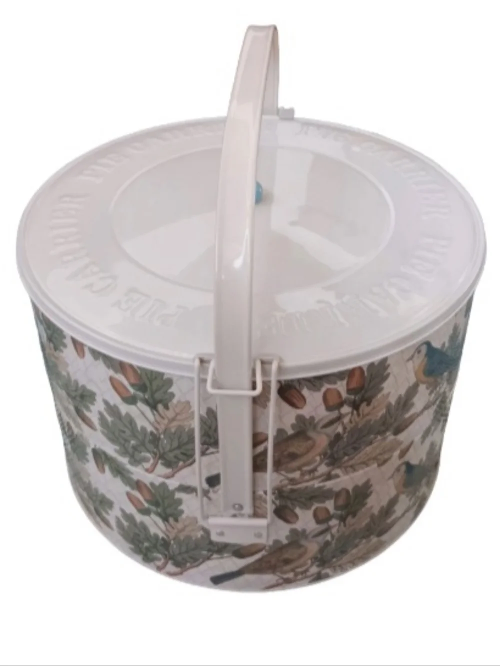 John Derian Double Pie Carrier | Stamped Metal | Bird & Leaf Design